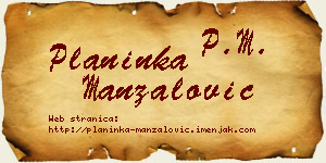Planinka Manzalović vizit kartica